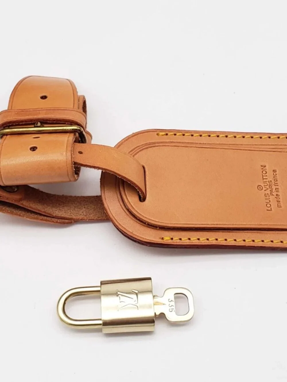 100% Authentic Louis Vuitton Name Tag / Luggage Tag with Gold Padlock - Picture 5 of 11